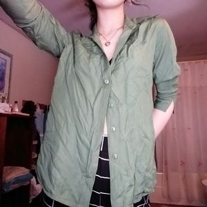 Army green button up